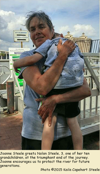 Joanne Steele greets one of her grandchildren on Tybee Island