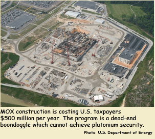 Aerial view of MOX construction site. The project is 10 years behind schedule and there are no reactors in the program which can irradiate the plutonium fuel.