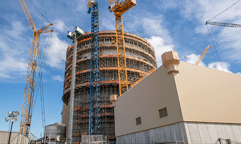 Vogtle Unit 3 containment vessel as of March 2020. Photo from Georgia Power.